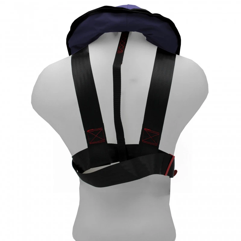 GILET DE SAUVETAGE GONFLABLE MANUEL ORANGE MARINE 170N AVEC HARNAIS ESSENTIAL NAVY – Image 3