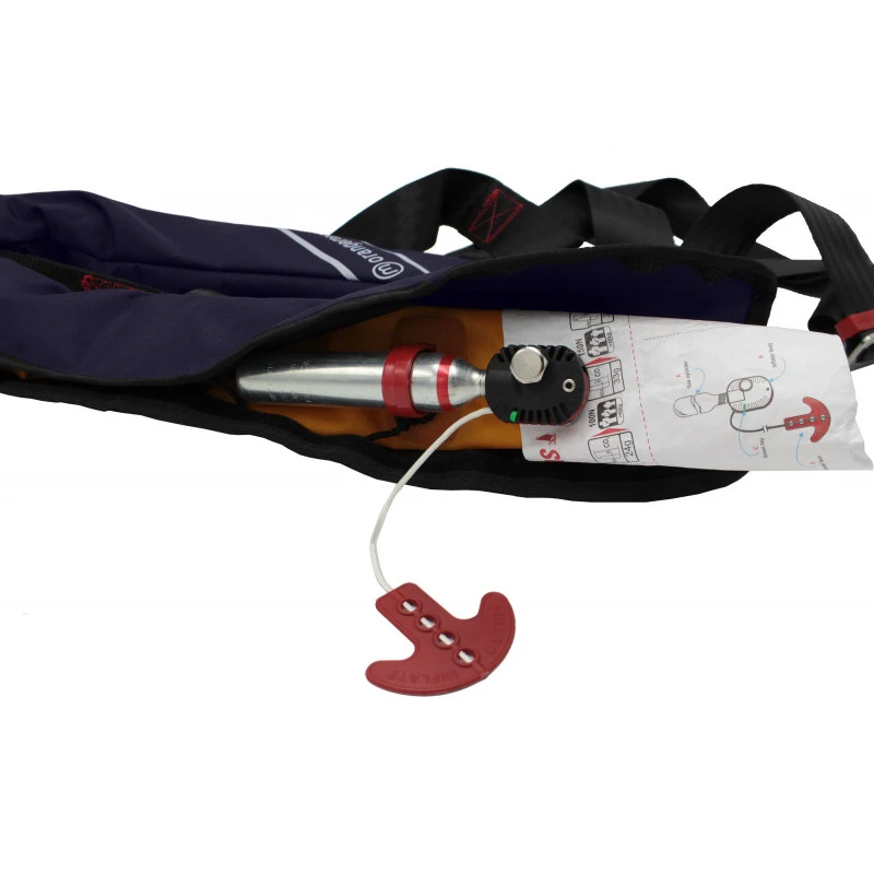 GILET DE SAUVETAGE GONFLABLE MANUEL ORANGE MARINE 170N AVEC HARNAIS ESSENTIAL NAVY – Image 4