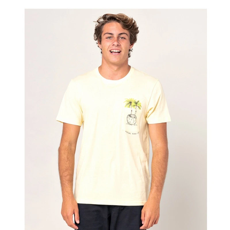 Rip Curl T-SHIRT RIPCURL IN DA POCKET TEE JAUNE CLAIR – Image 2